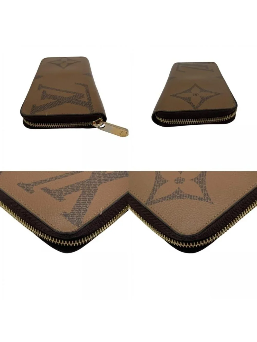 Louis Vuitton Zippy Wallet Monogram Giant Reverse Zip Around Brown